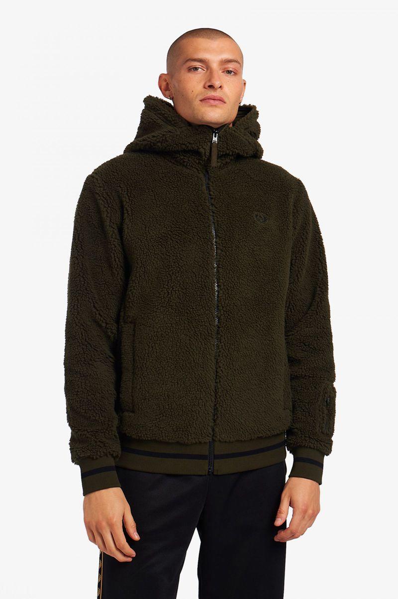 Green Fred Perry Borg Fleece Bomber Men's Jackets | PH 1179UZGT